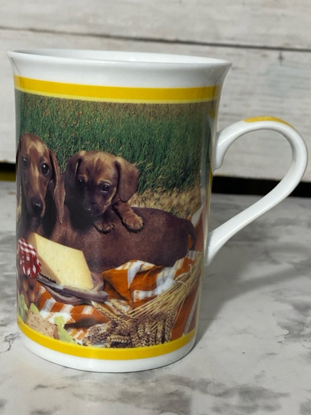 Vintage Danbury Mint Dachshund Dog Wiener Puppy Picnic Time Mug Cup